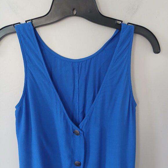 Madewell Women's Sz S Lakeshore‎ Button Back Dress Mini Blue Sleeveless - Picture 5 of 13